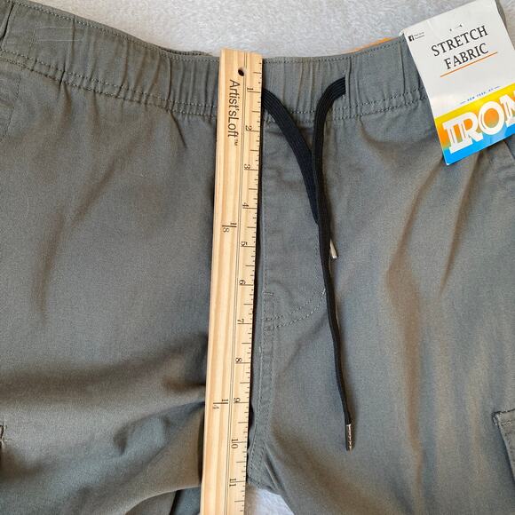 Iron Co. Cargo Pants Men M Green Gorpcore Pull On Drawstring Legs Stretch NWT - Picture 9 of 12